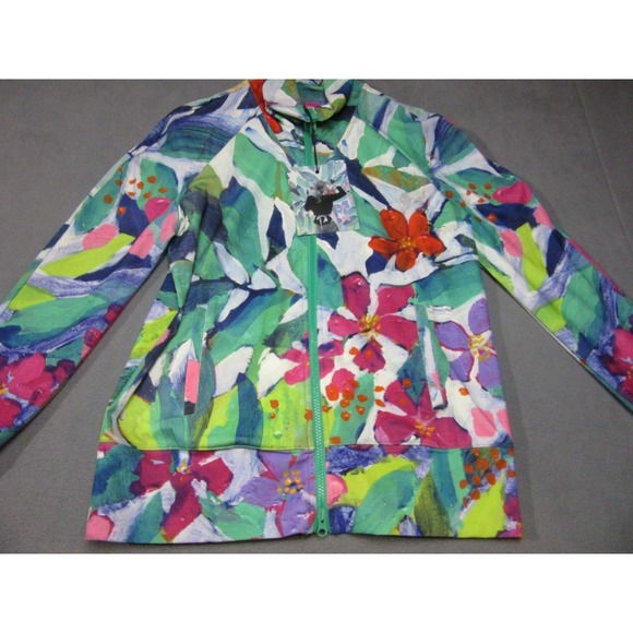 Claire Desjardins Jacket Women Small Multicolor Growing Floral Art Print Stretch - Picture 2 of 13